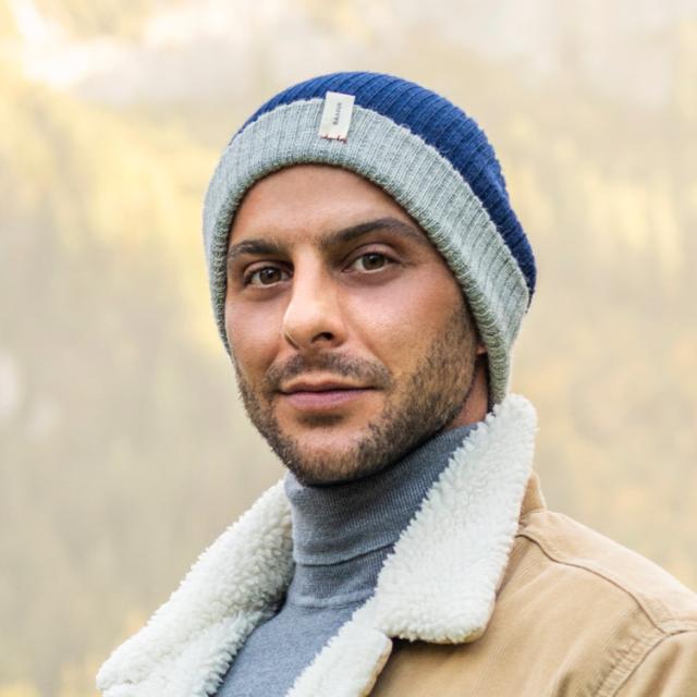 Alpaca Beanies - Reversible Marine Blue